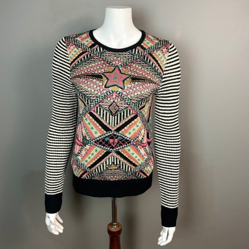 Anthropologie‎ Aldo Martins Sweater XS Geometric Star Indie Punk Striped